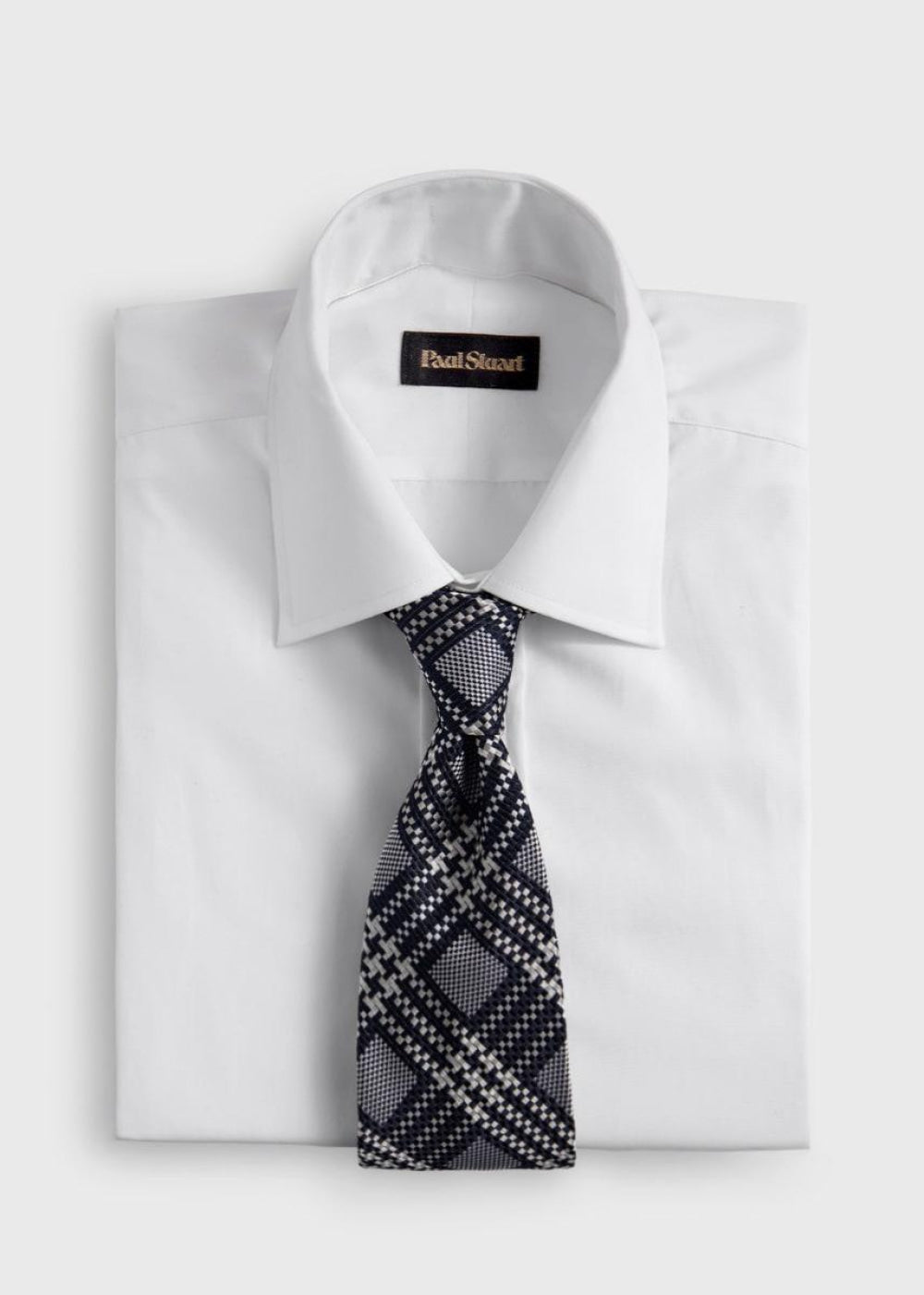 Woven Silk Optical Plaid Motif Tie - Black - ONE SIZE - Tie