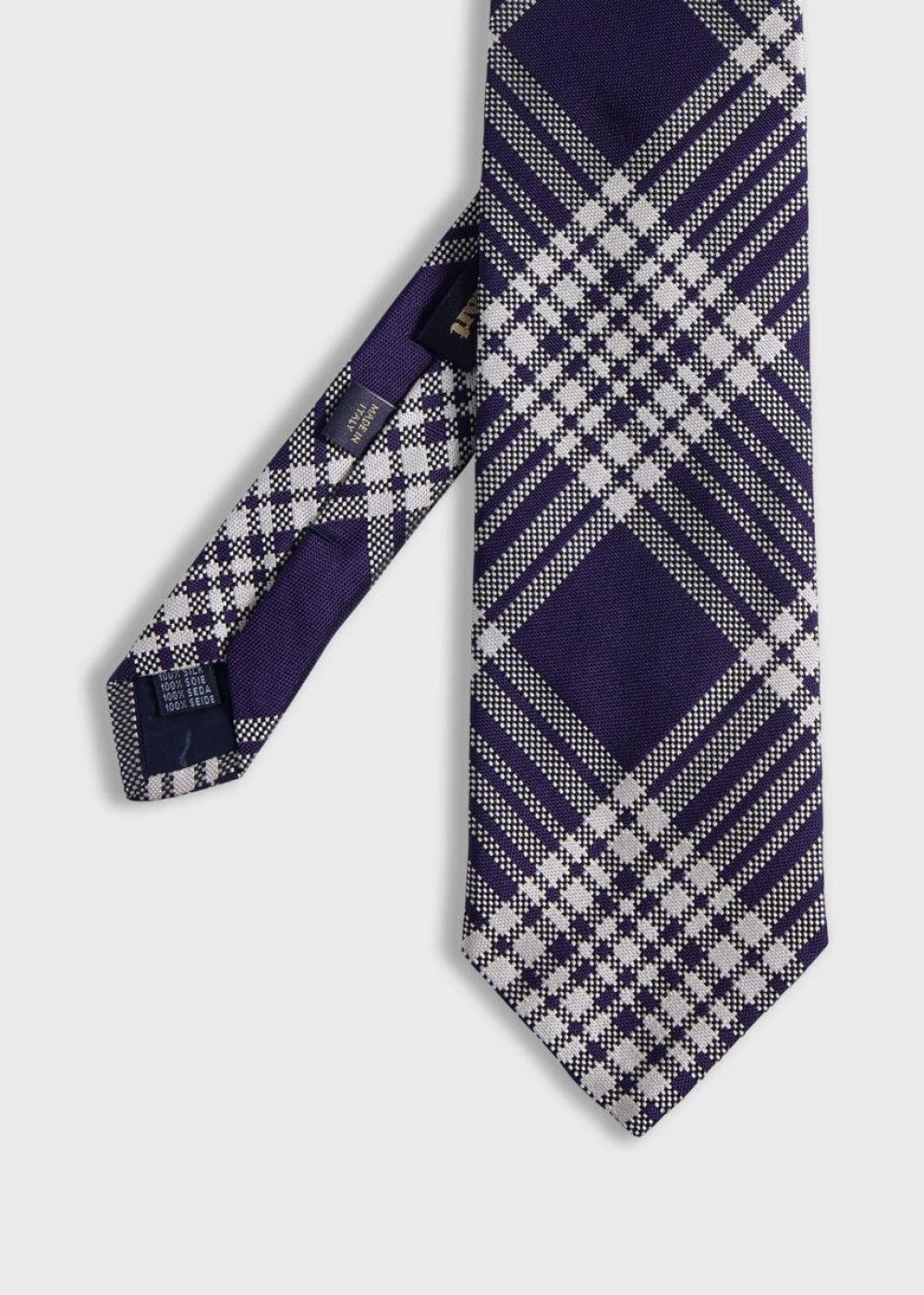 Woven Silk Plaid Tie - Purple - ONE SIZE - Tie