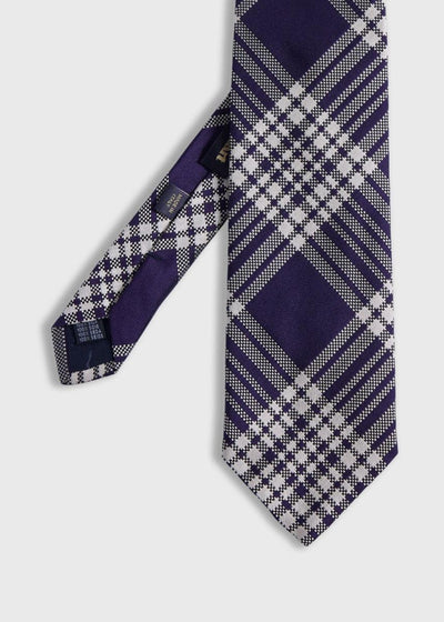 Woven Silk Plaid Tie - Purple - ONE SIZE - Tie