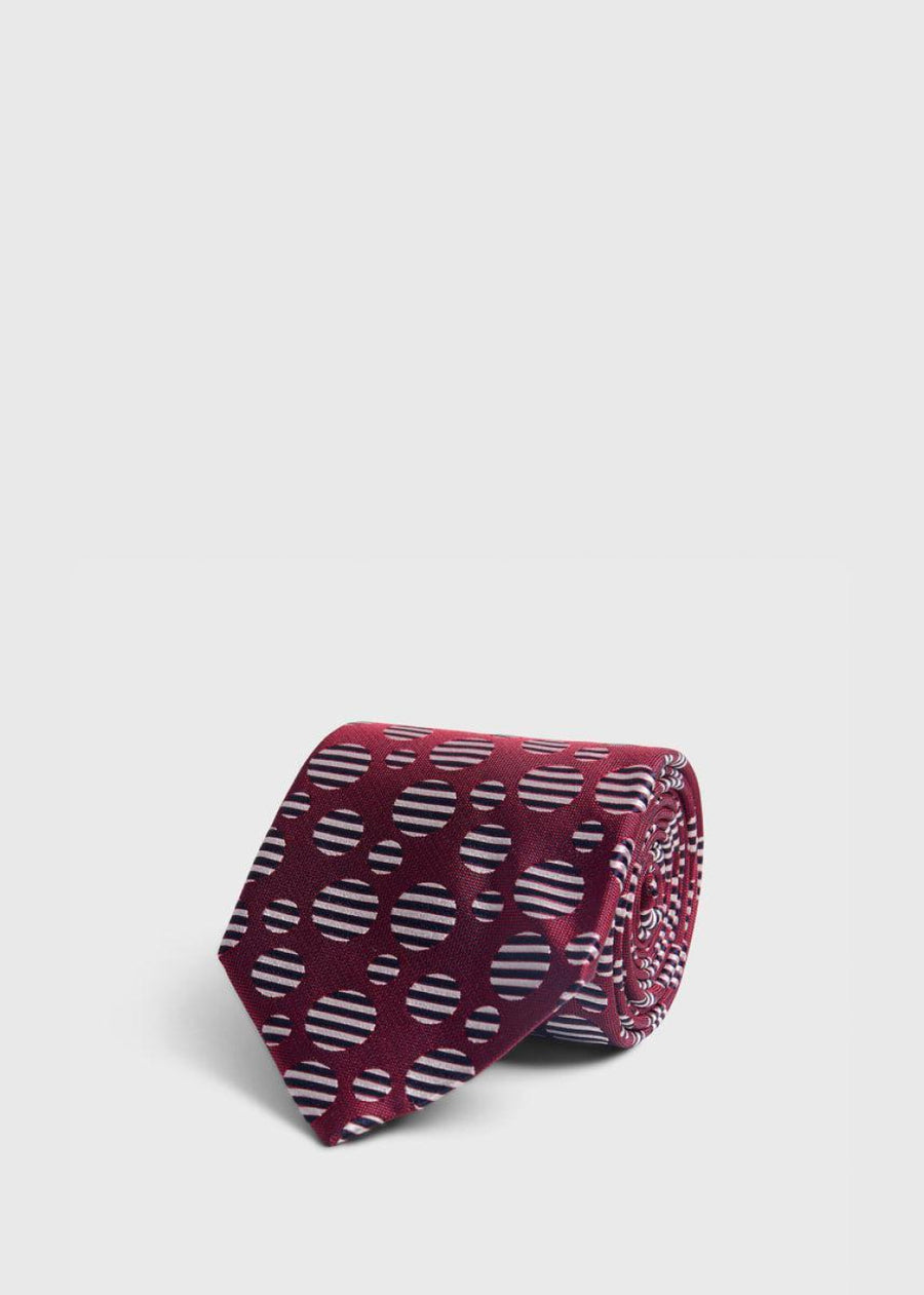Woven Silk Tossed Circle - Red - ONE SIZE - Tie