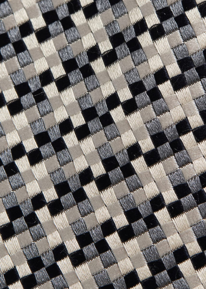 Woven Silk Two Color Houndstooth Tie - Grey - ONE SIZE - Tie