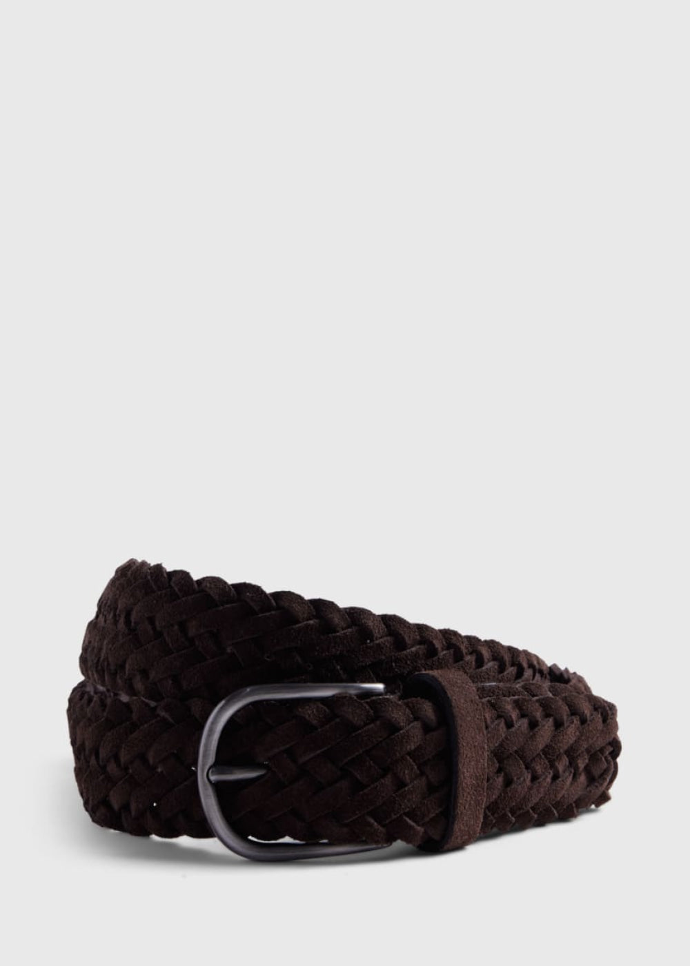 Woven Suede Belt - Brown - Belt