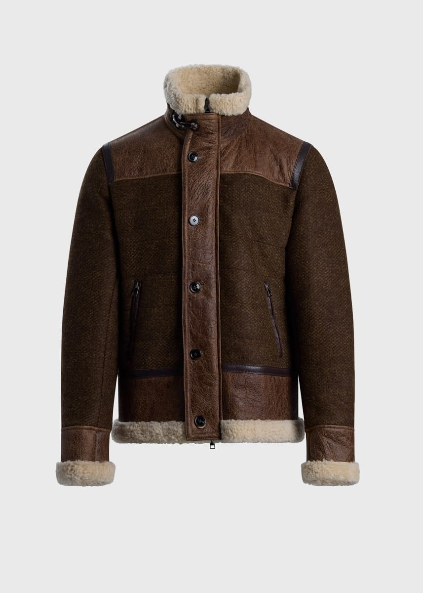 Wool & Shearling Jacket - Grey/Brown