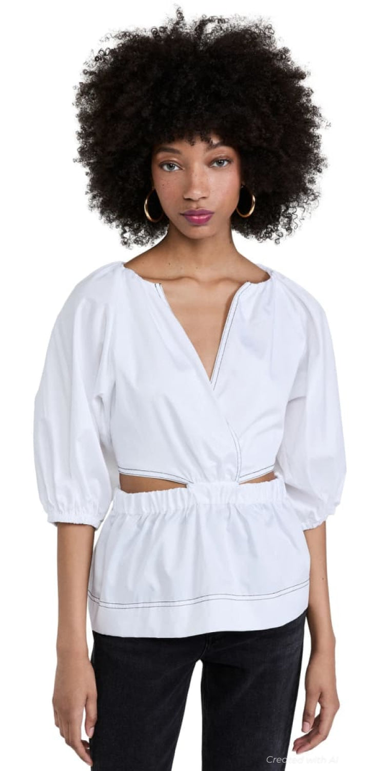 Wrap Top With Cut Outs - White - Shirt