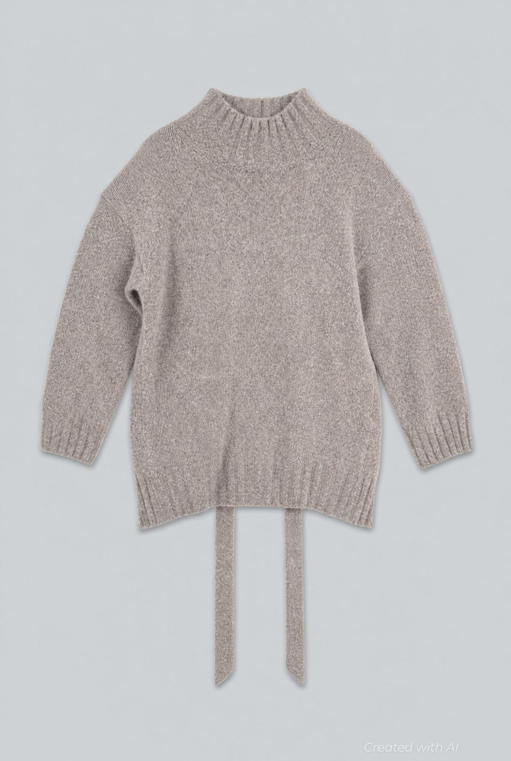 Wrap Turtleneck Sweater - Heather Gray - Turtleneck