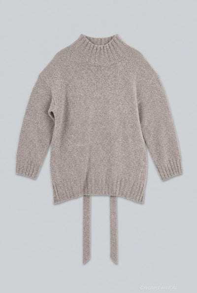 Wrap Turtleneck Sweater - Heather Gray - Turtleneck