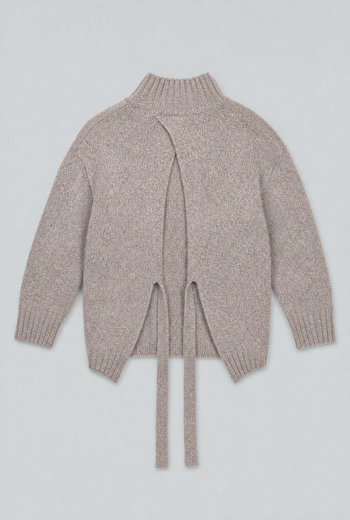 Wrap Turtleneck Sweater - Heather Gray - Turtleneck