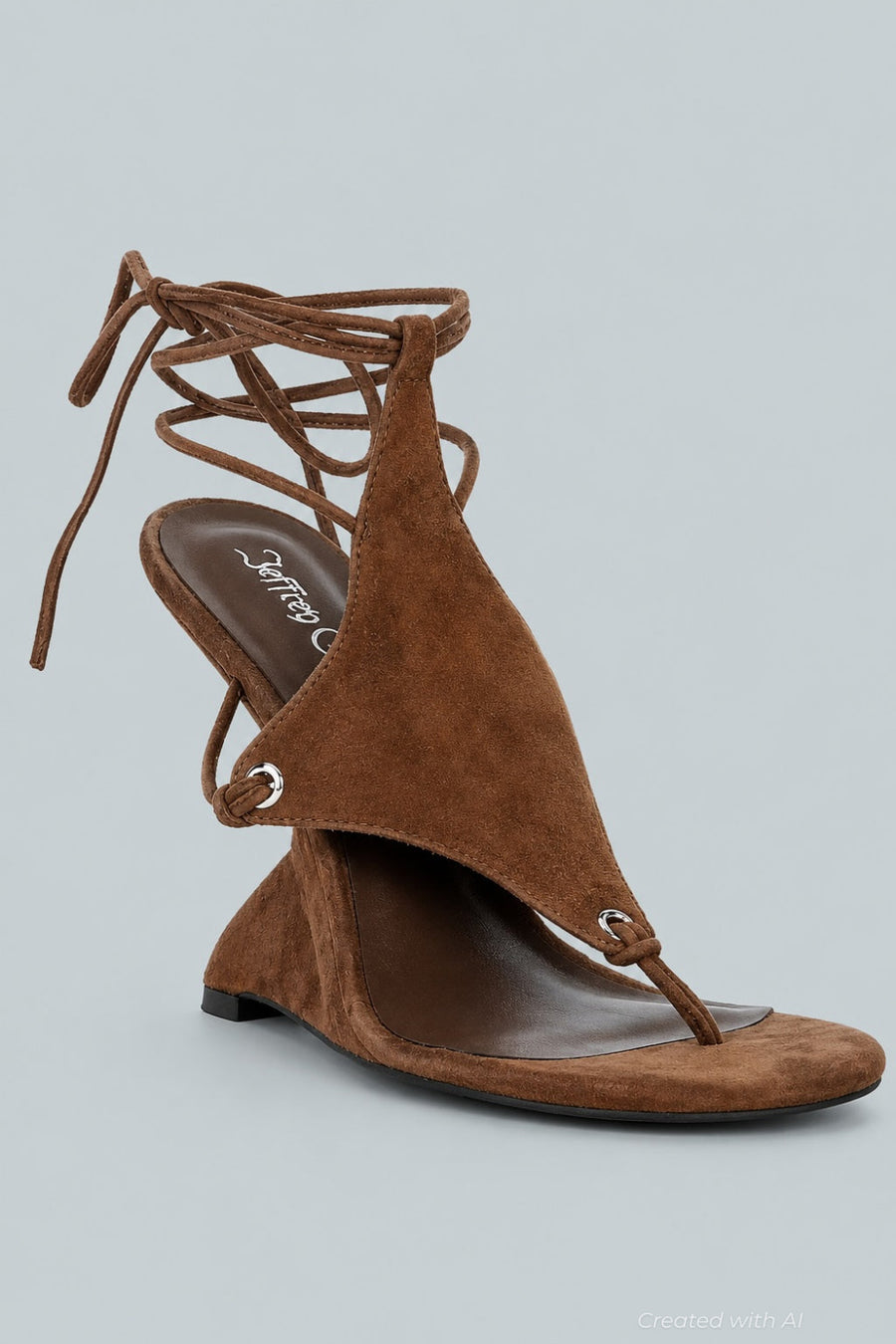 Wrapping Ankle Tie Wedge Sandals - Espresso Suede - 11 - Sandals