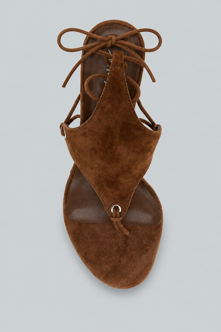 Wrapping Ankle Tie Wedge Sandals - Espresso Suede - 11 - Sandals