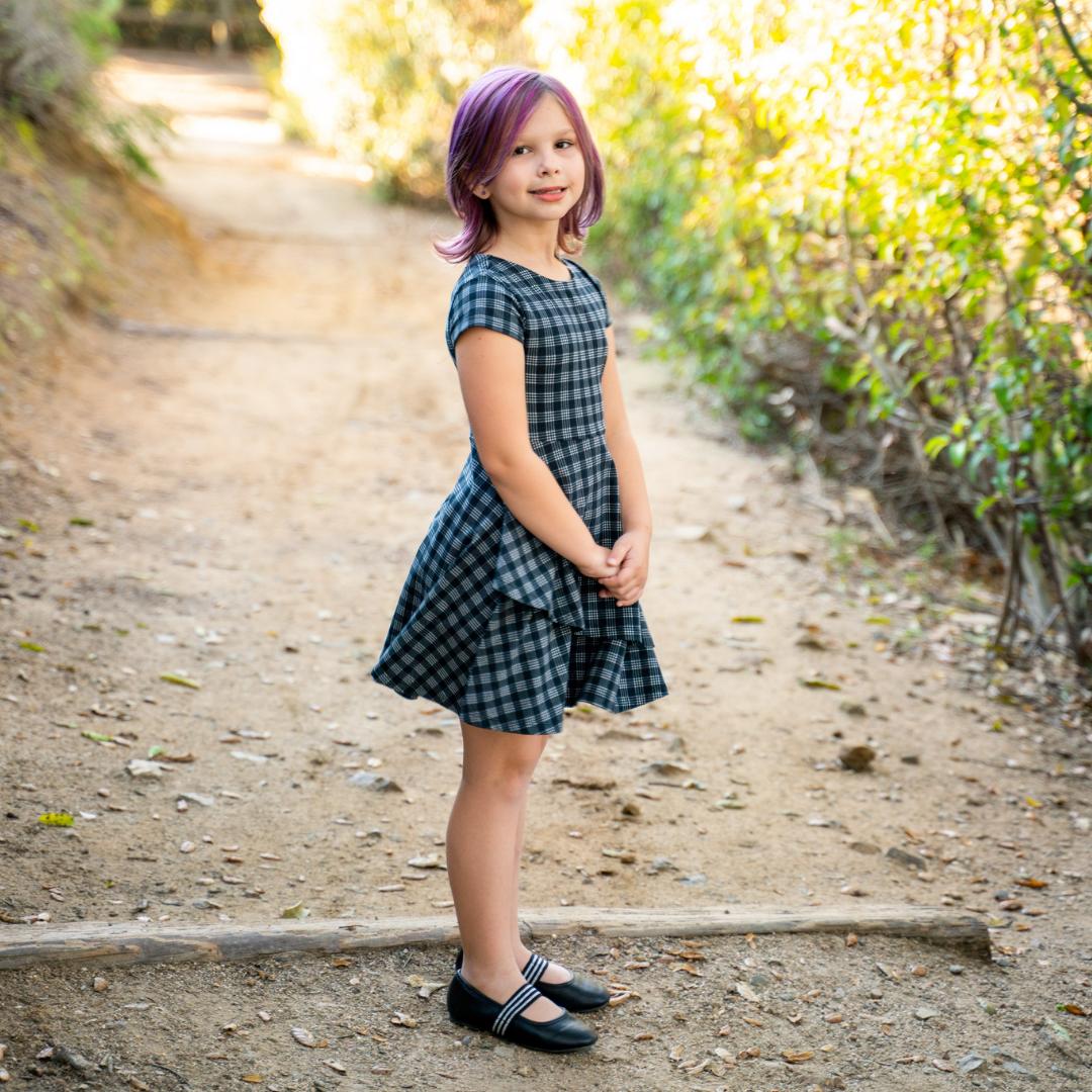 Emma's Tulip Dress - Black Tartan