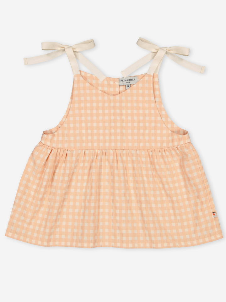 Helene Gingham Top - Apricot Gingham