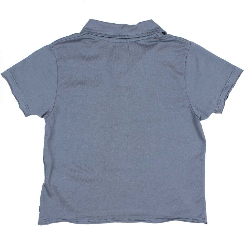 Polo Tee Shirt with Pocket - Blue Tops Buho 