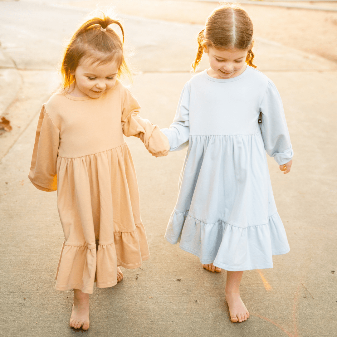 3 Tier Sweater Dress - Bashful Blue - Terry