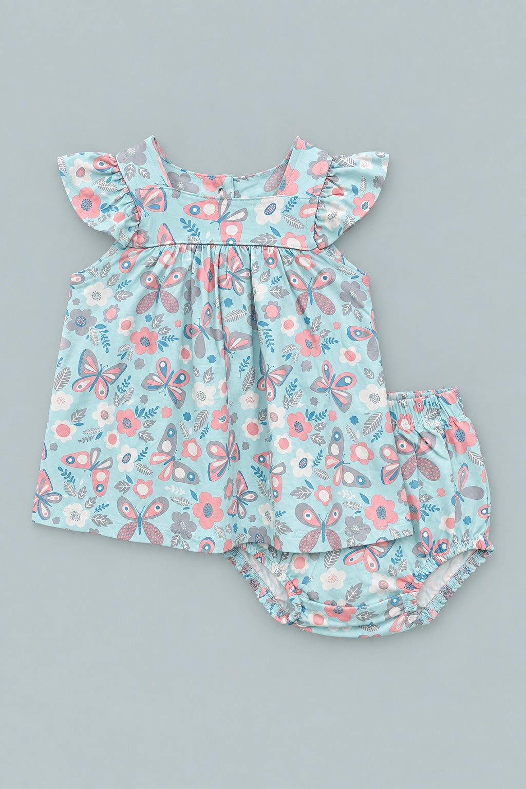 Ruffle Dress With Bloomer - Butterfly Aqua