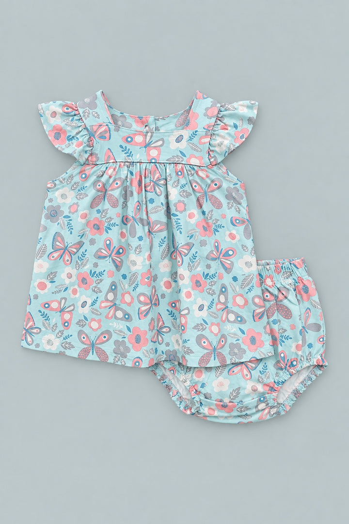 Ruffle Dress With Bloomer - Butterfly Aqua