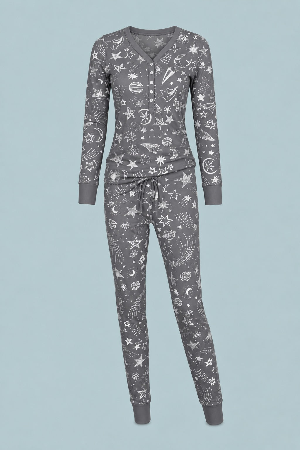 Women's Jogger/Henley Pajama Set - Space