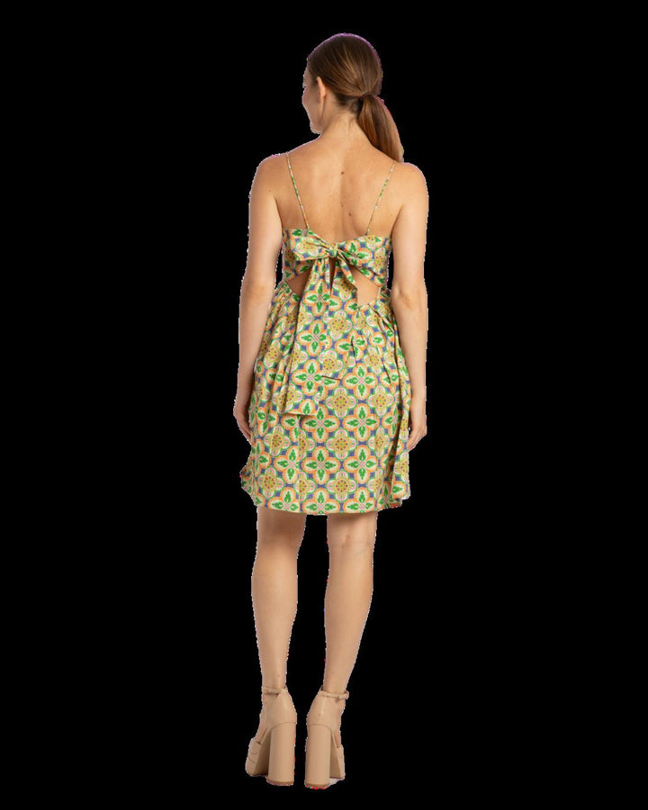 Eloise Bow Back Dress - Mosaic Tile