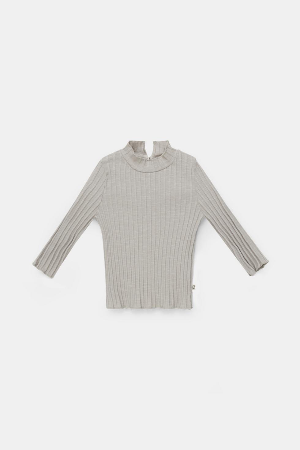 Organic rib baby mockneck t-shirt - Light grey