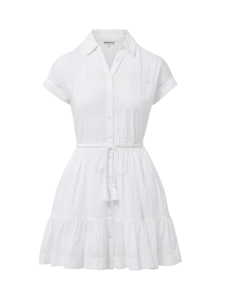 Sarah Dress Grid Eyelet - Fresh White