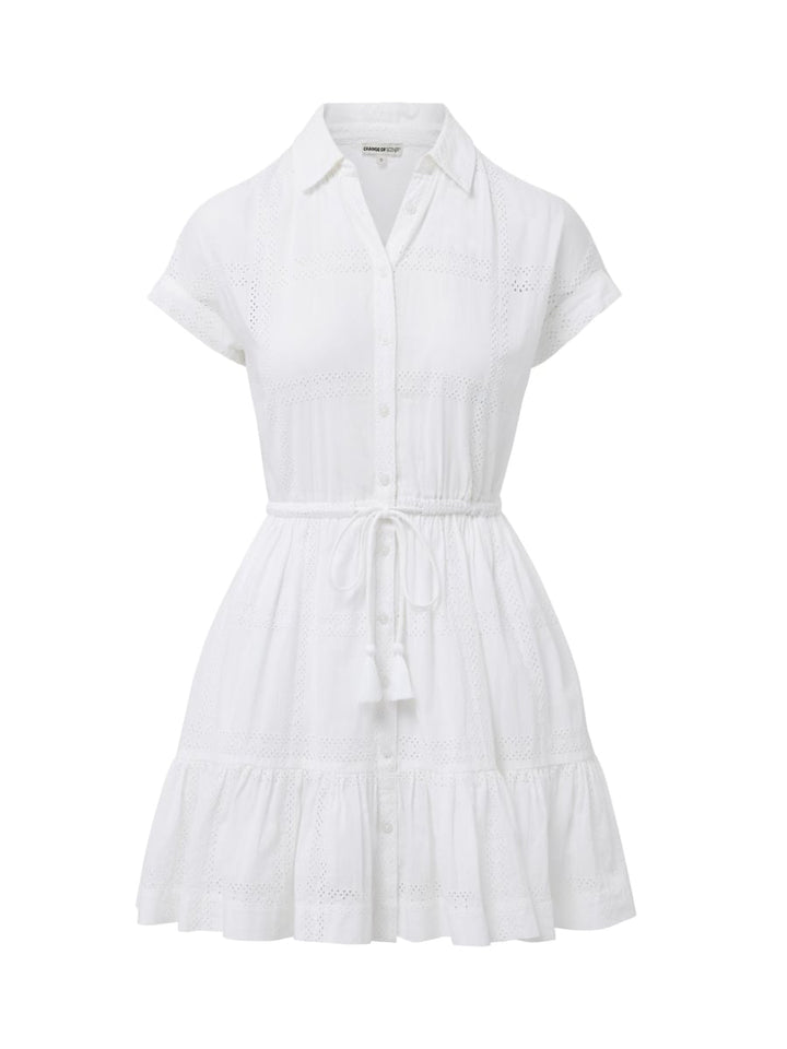 Sarah Dress Grid Eyelet - Fresh White