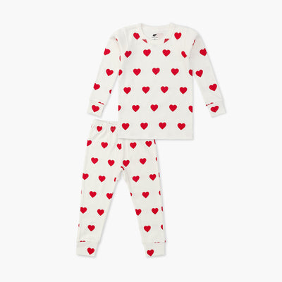 Two-Piece Toddler Pajamas - Red Hearts