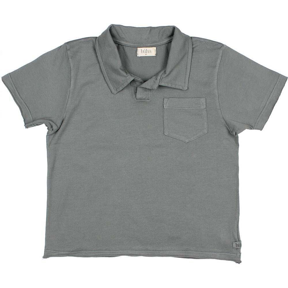 Polo Tee Shirt with Pocket - Graphite Tops Buho 