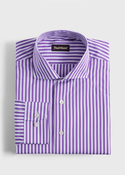 Cotton Bengal Stripe Sport Shirt - Purple
