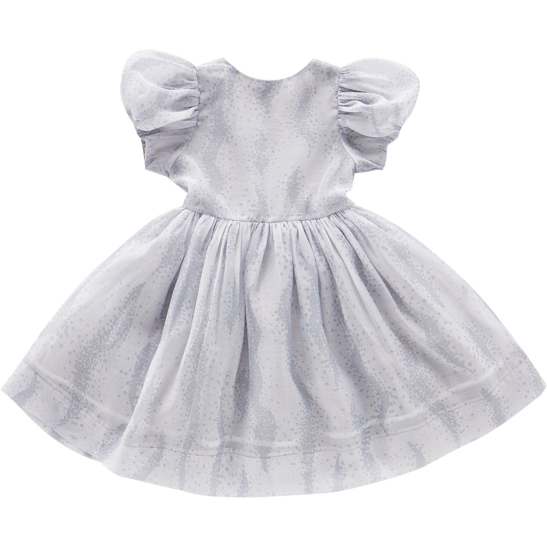 Fit & Flare Dress with Puff Sleeves - Grey