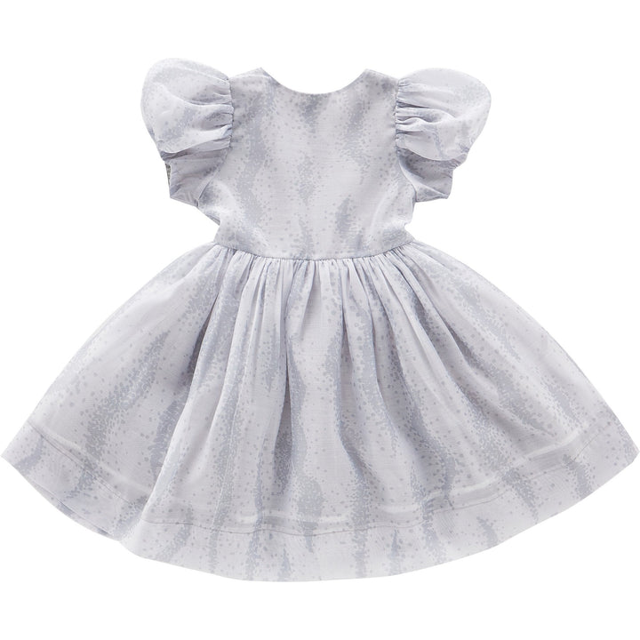 Fit & Flare Dress with Puff Sleeves - Grey