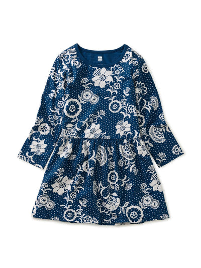 Long Sleeve Skirted Dress - Vintage Floral & Dots