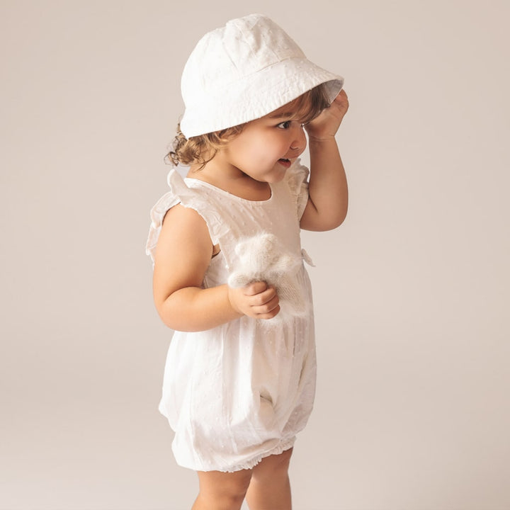 Chantilly Swiss Dot Romper - Crisp White