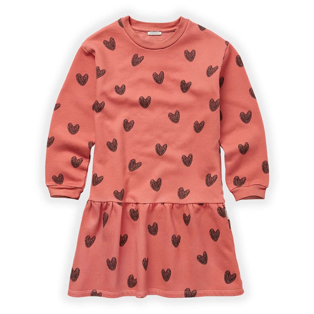 Heart Print Sweat Dress - Faded Rose Dresses + Skirts Sproet & Sprout 