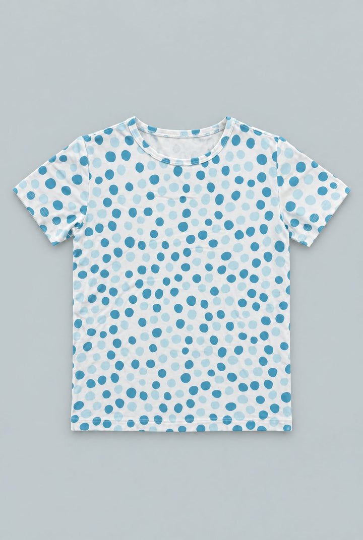 Big Kid Pajama S/S - Polka Dot Blue