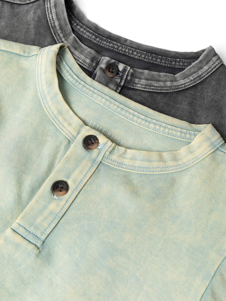 Baby Jersey Henley Tee - Green Wash