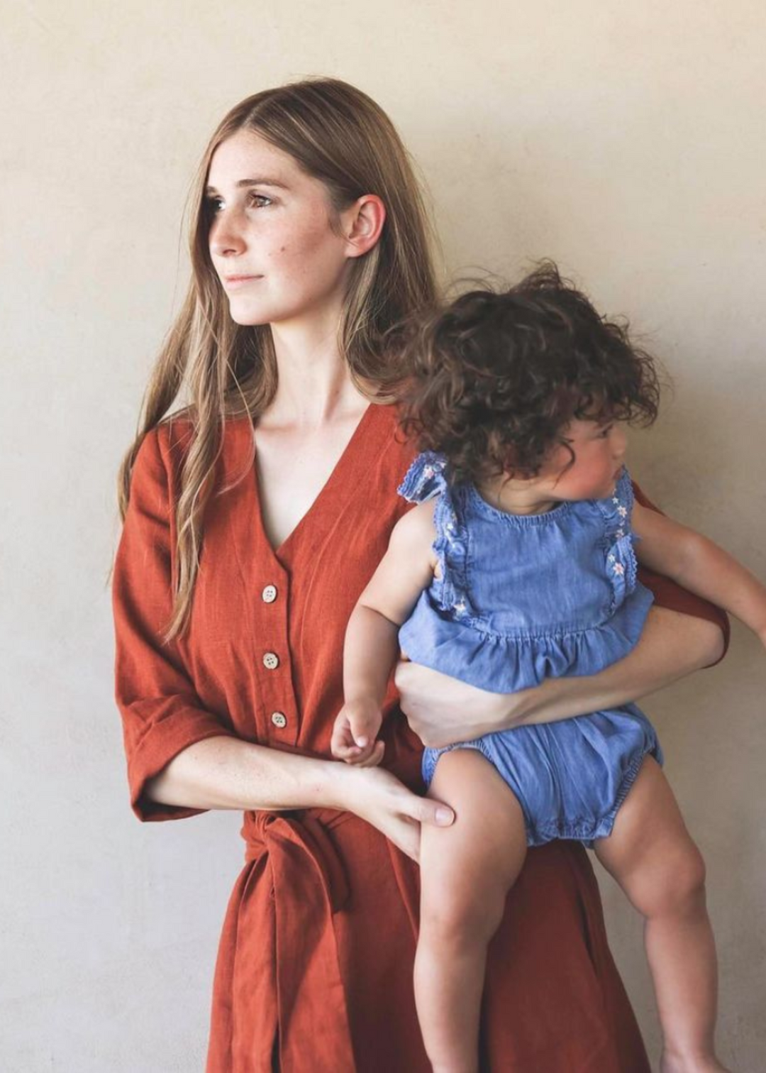 Faye Linen Dress - Red Brick