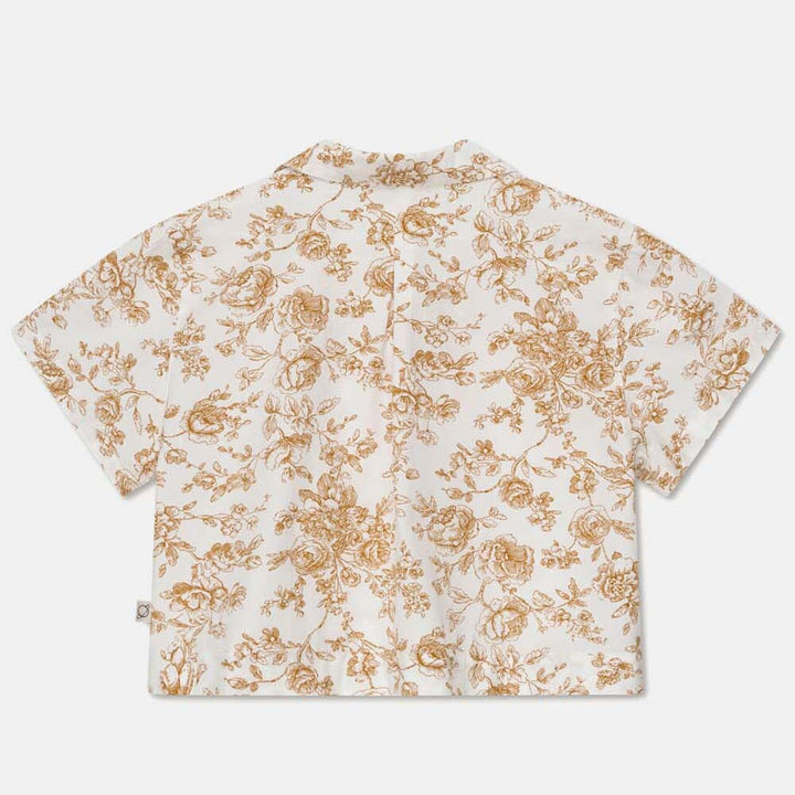 Floral Crop Shirt - Ivory/Oil Tops My Little Cozmo 