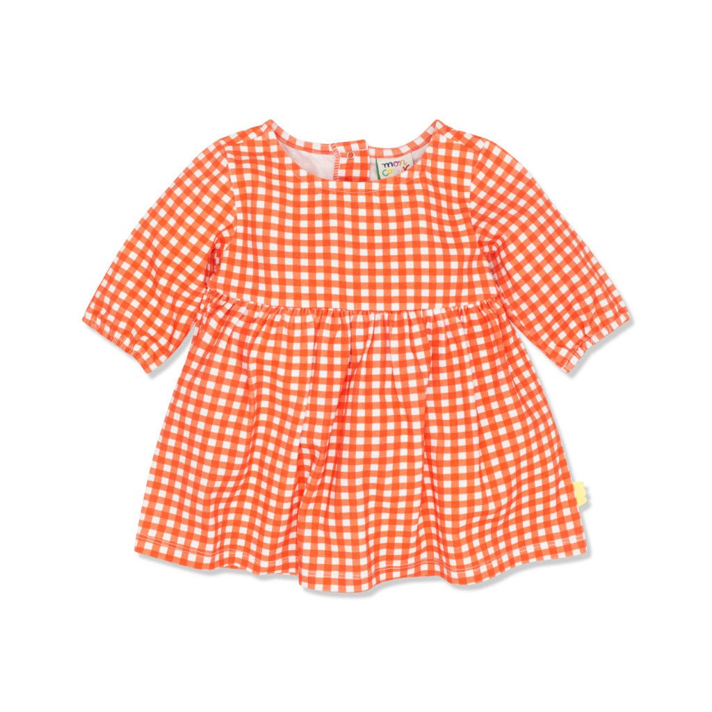 Gingham Baby Jersey Dress - Coral Gingham