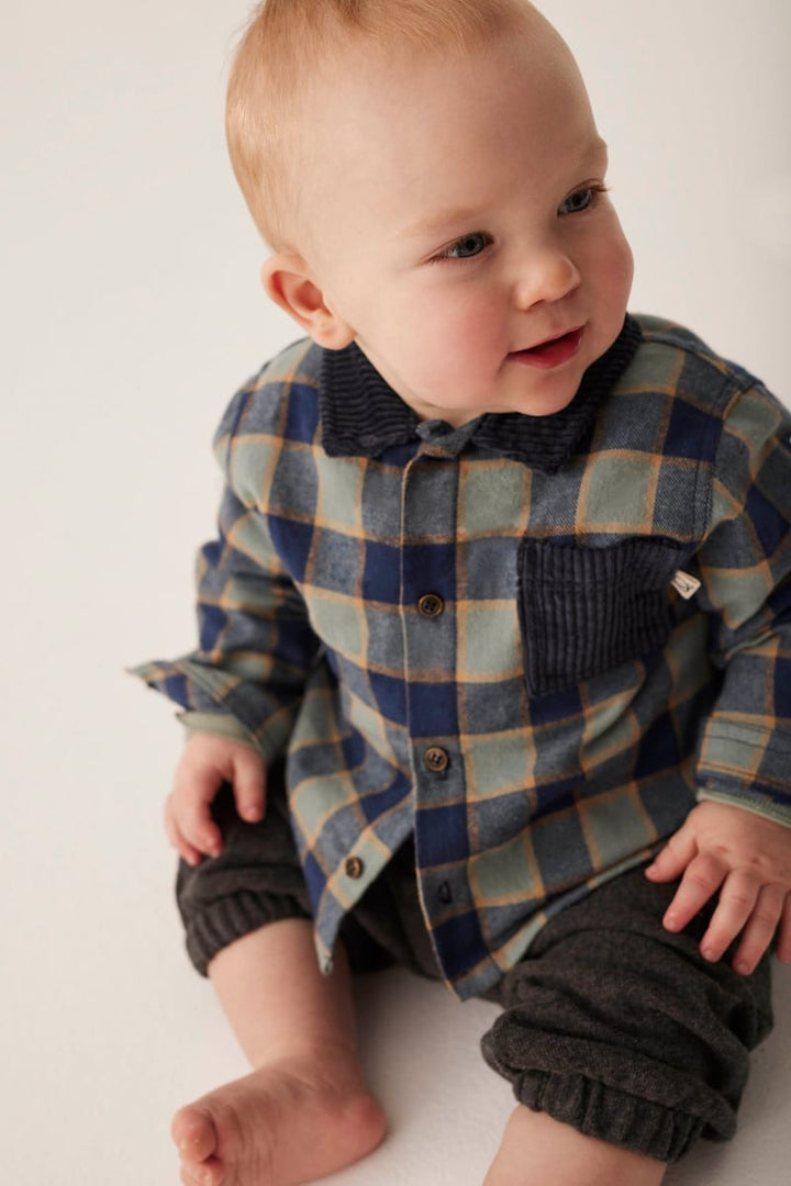 Check Flannel Baby Shirt Artic Blue