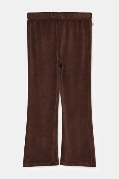 Velour flared pants - Brown