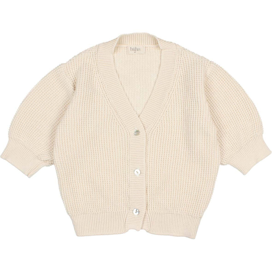 Knit Romantic Balloon Sleeve Cardigan - Talc Sweaters Buho 