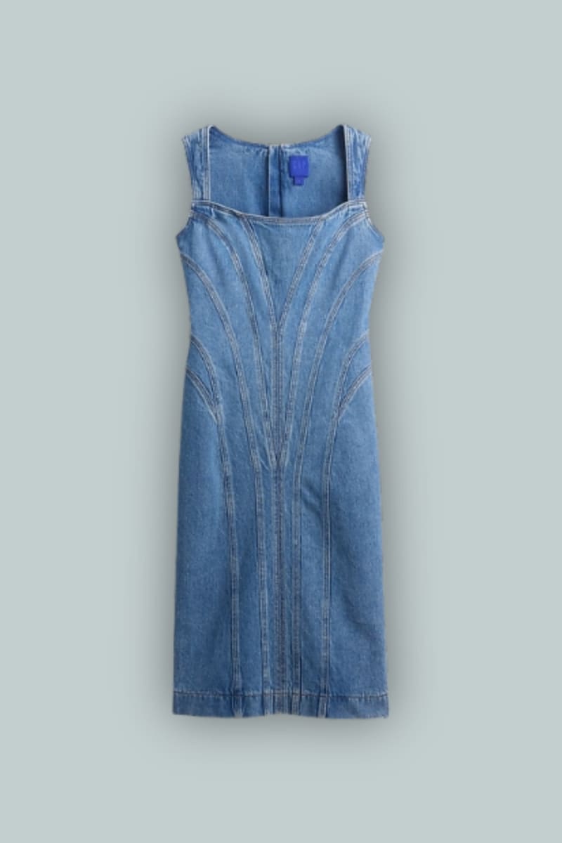 GapStudio Seamed Denim Midi Dress - Medium Wash