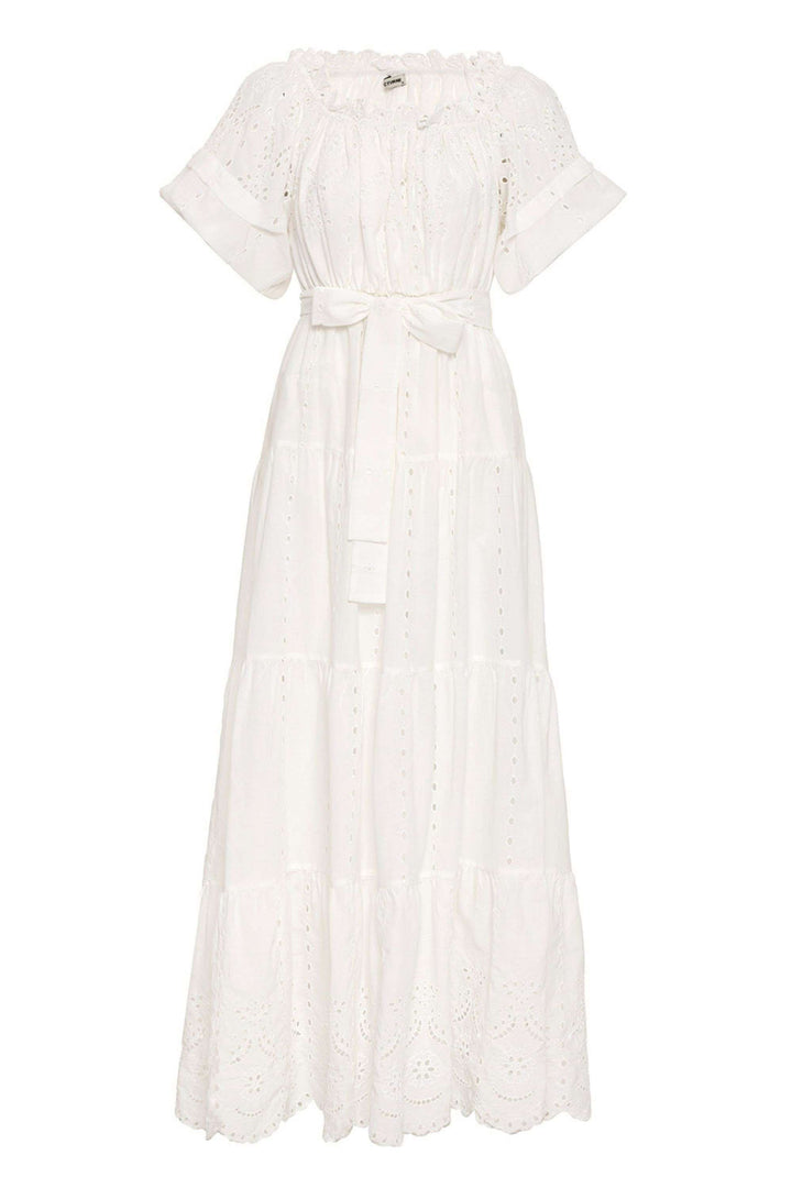Embroidery Long Dress - off-white