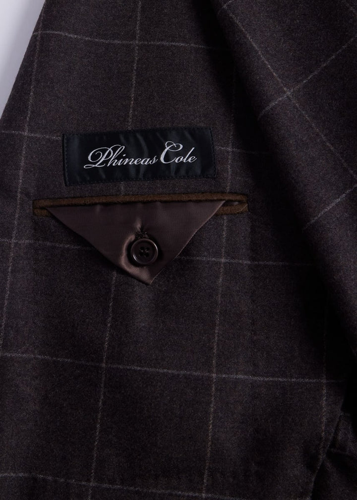 Super 130s Wool Windowpane Suit - Taupe