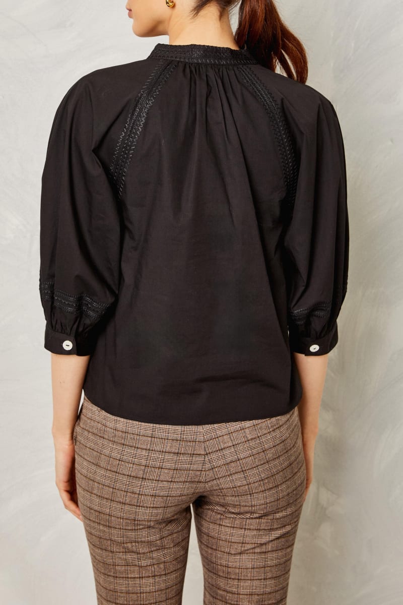 Eleanor Top - Cotton Poplin-Moonless Night