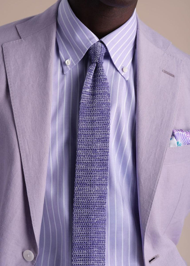 Wide Striped Oxford Logo Sport Shirt - Lavender