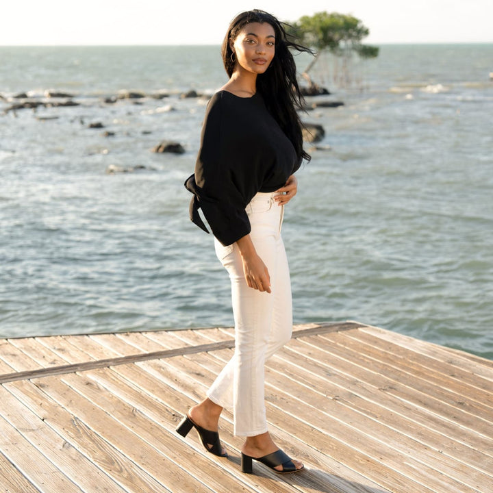 Carina Cross Strap Mule - Black