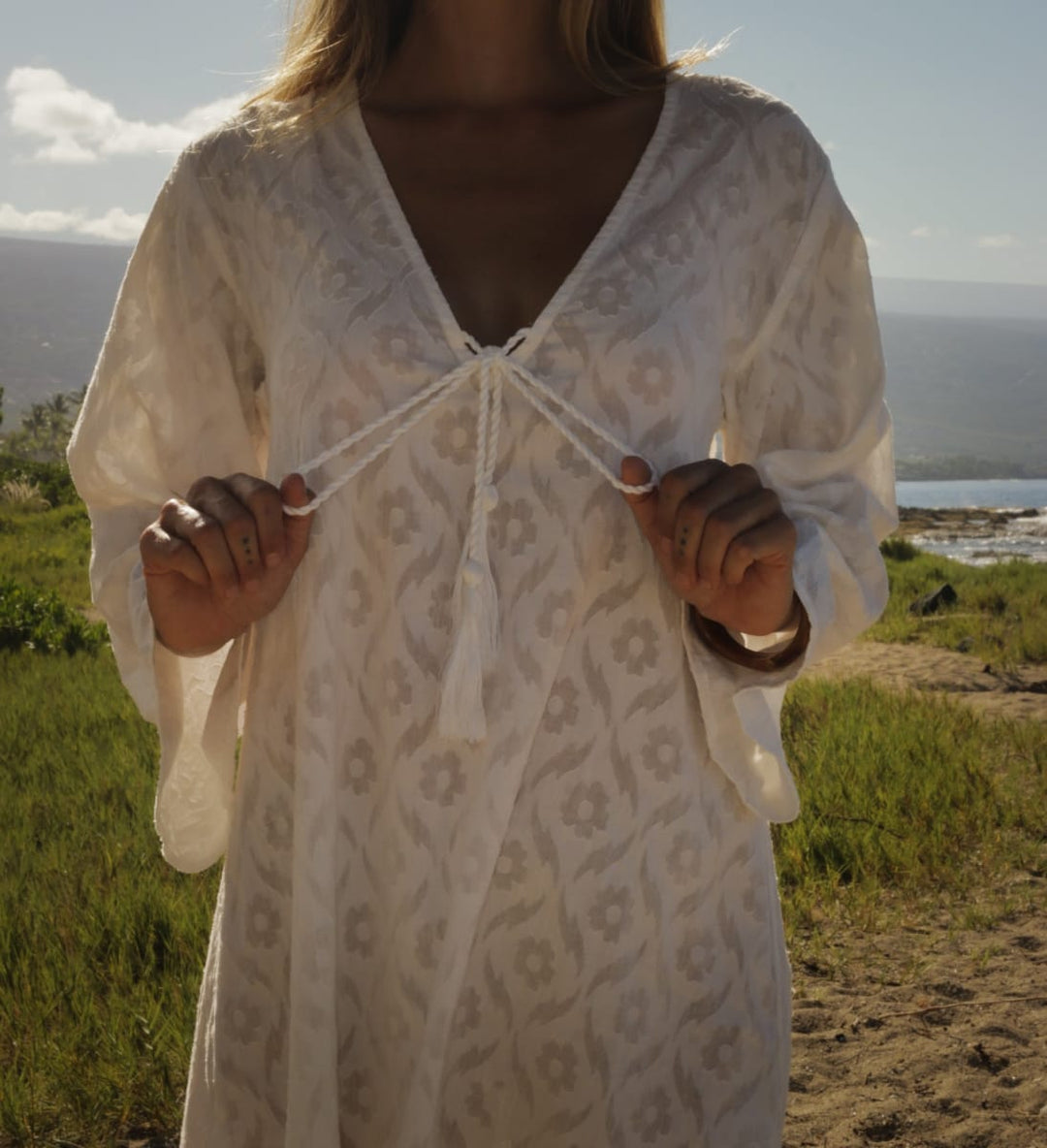 Siena Bell Sleeve Dress - White