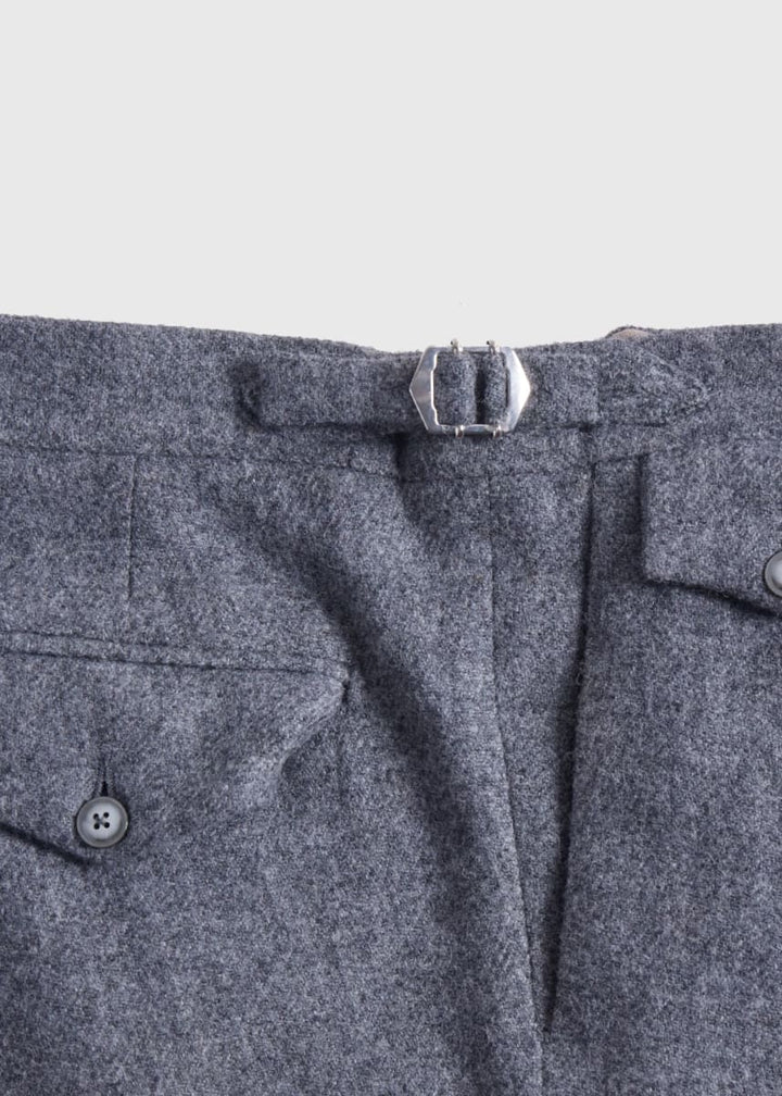 Shetland Wool French Pleat Trouser - Light Grey