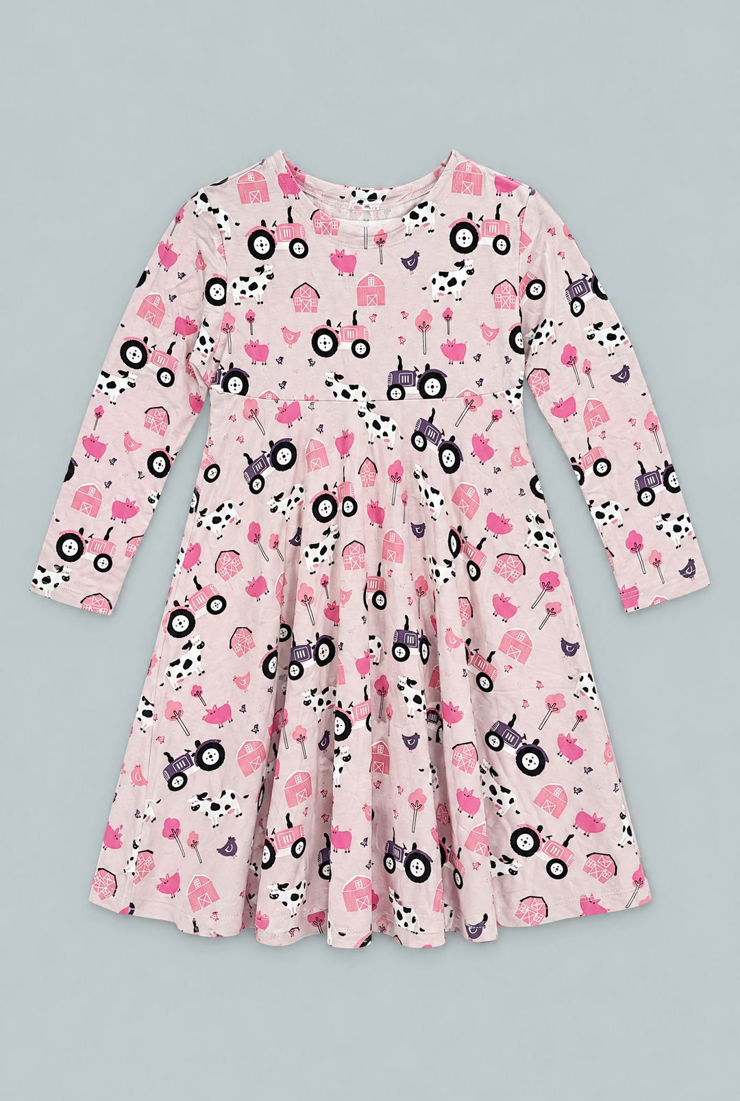 Tractors And Cows Swirl Dress - Dolly