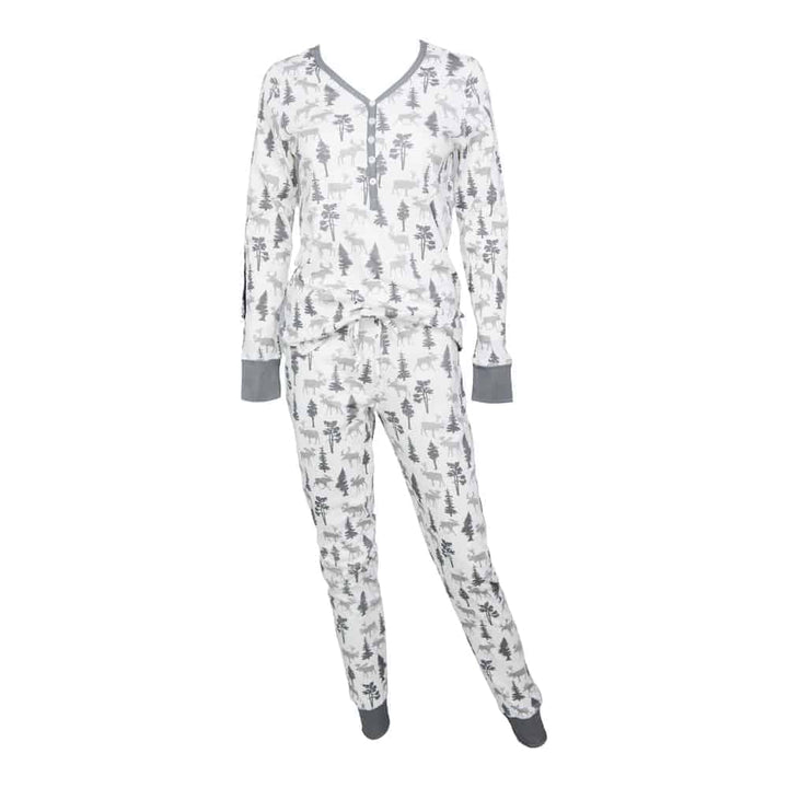Women's Jogger/Henley Pajama Set - Moose